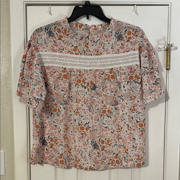 Elegant Floral Blouse - Pink and Orange - Picture 1 of 2